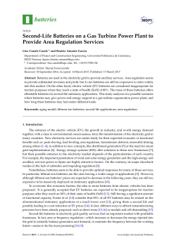 Second-Life Batteries on a Gas Turbine Power Plant to Provide Area