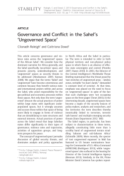 Governance and Conflict in the Sahel`s `Ungoverned Space`