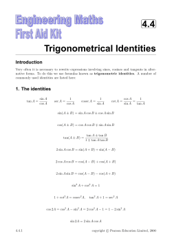 4.4 Trigonometrical Identities