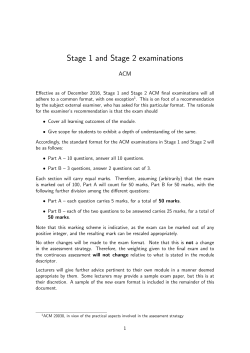 Stage 1 and Stage 2 examinations