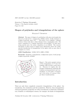 Shapes of polyhedra and triangulations of the sphere Introduction
