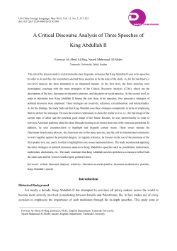 A Critical Discourse Analysis of Three Speeches of King Abdullah II