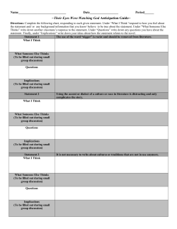 Their Eyes Were Watching God Anticipation Guide