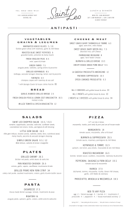 SALADS PLATES PASTA PIZZA ANTIPASTI
