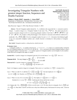 Investigating Triangular Numbers with greatest integer function