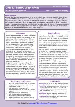 Unit 12: Benin, West Africa