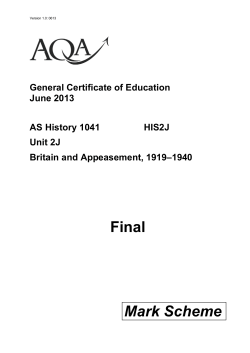 A-level History Mark scheme HIS2J - Britain and