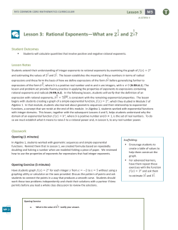 Lesson 3: Rational Exponents—What are