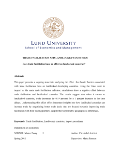 TRADE FACILITATION AND LANDLOCKED COUNTRIES: Does