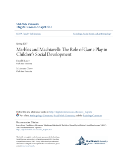 Marbles and Machiavelli: The Role of Game Play in Children`s