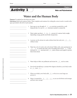 Activity 1 Water and the Human Body