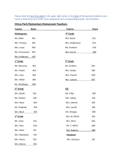 Citrus Park Elementary Homeroom Teachers