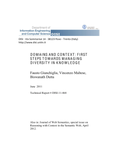 Domains and Context: First Steps Towards Managing Diversity in