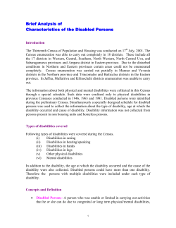 Brief Analysis of Characteristics of the Disabled Persons