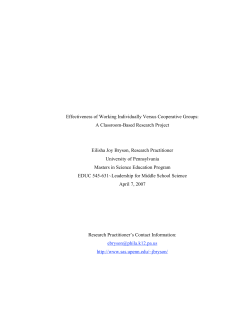 Effectiveness of Working Individually Versus Cooperative Groups: A