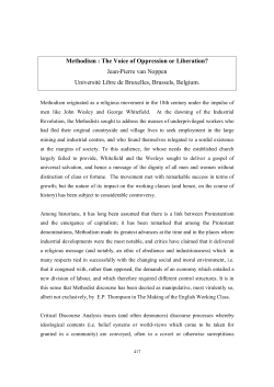 Methodism : The Voice of Oppression or Liberation?