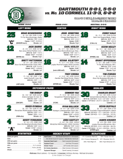 DARTMOUTH 8-8-1, 5-5-0 VS. NO. 10 CORNELL 11-3-3, 6-2