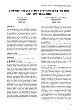 Sentiment Analysis of Movie Reviews using POS tags