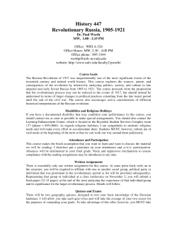 History 447 Revolutionary Russia, 1905-1921