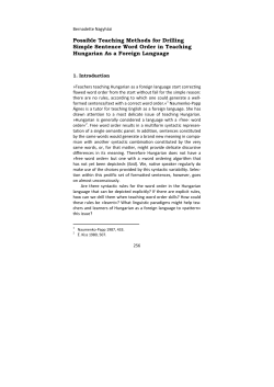 Possible Teaching Methods for Drilling Simple Sentence Word