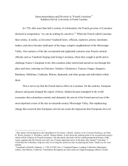 Interconnectedness and Diversity in &ldquo;French Louisiana&rdquo;