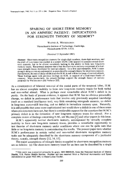 sparing of short-term memory in an amnesic patient