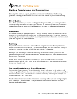 Quoting, Paraphrasing, and Summarizing