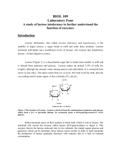 BIOL 109 Laboratory Four A study of lactose intolerance to further