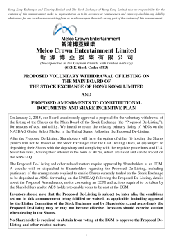 Proposed Voluntary Withdrawal of Listing on the Main