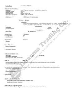 Calcium Hydroxide MSDS 2015