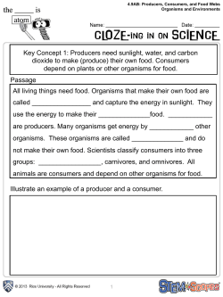 Key Concept 1: Producers need sunlight, water, and carbon dioxide