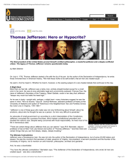 Thomas Jefferson: Hero or Hypocrite?