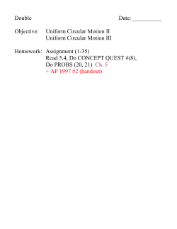 Objective: Uniform Circular Motion II