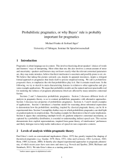 Probabilistic pragmatics, or why Bayes` rule is probably important for