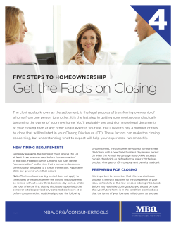 Get the Facts on Closing - Mortgage Bankers Association