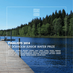 FINALISTS 2014 STOCKHOLM JUNIOR WATER PRIZE