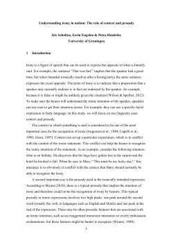 1 Understanding irony in autism: The role of context and prosody Iris