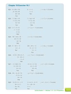 Chapter 19: Algebra: Solving Simultaneous Equations