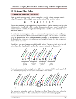 Module 1: Digits, Place Value, and Reading and Writing Numbers