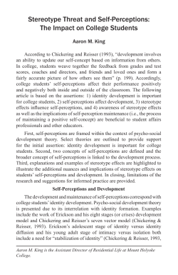 Stereotype Threat and Self-Perceptions: The Impact on College