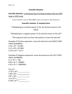 Scientific Notation Scientific Notation