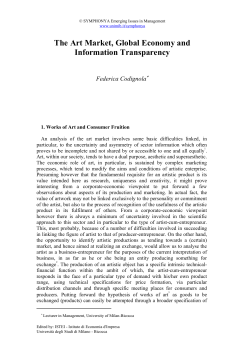The Art Market, Global Economy and Information