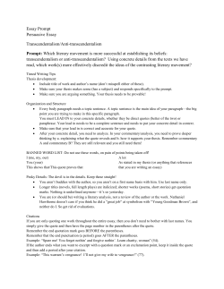 Essay Prompt Persuasive Essay Transcendentalism/Anti