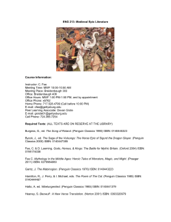 ENG 260: Medieval Epic Literature