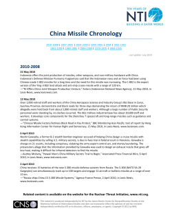 China Missile Chronology - Nuclear Threat Initiative