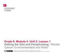 Grade 6 ELA Module 4, Unit 2, Lesson 1