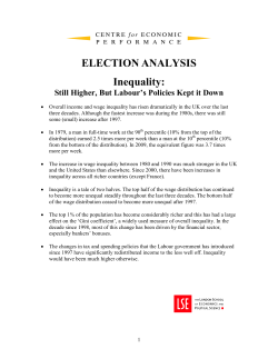 Inequality: Still Higher, But Labour`s Policies Kept it Down