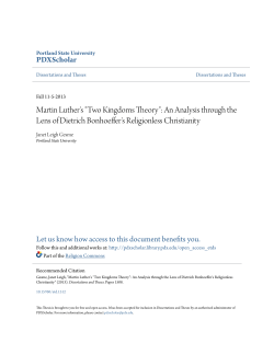 Martin Luther`s "Two Kingdoms Theory": An Analysis