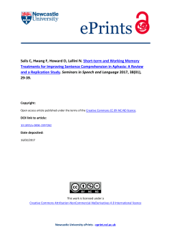 Short-term and Working Memory Treatments for Improving Sentence