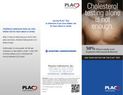 PLAC Pamphlet Cholesterol Testing Alone is Not Enough